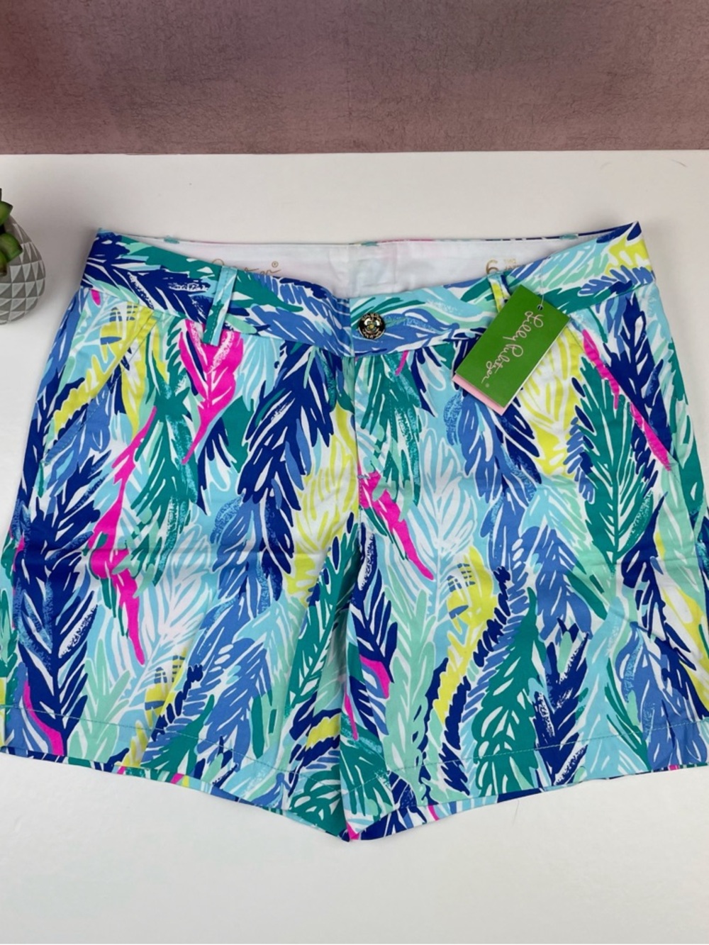 Lilly Pulitzer The Jayne Shorts Blue Pink Tropical Floral New Women Women 6